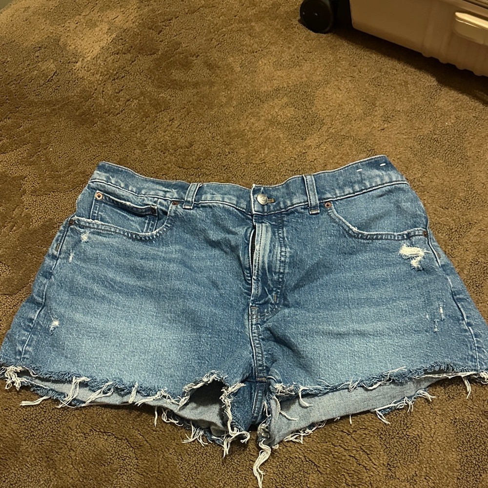 Madewell Blue Distressed Jean Shorts